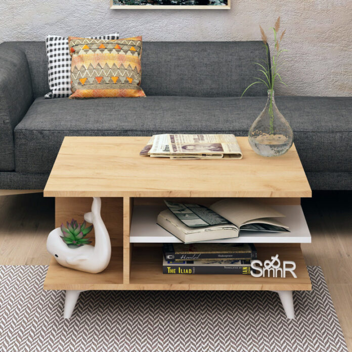 Masuta de Cafea Model Bowers, 80x80x40 cm, Stejar/Alb Masuta de Cafea Model Bowers, 80x80x40 cm, Stejar/Alb