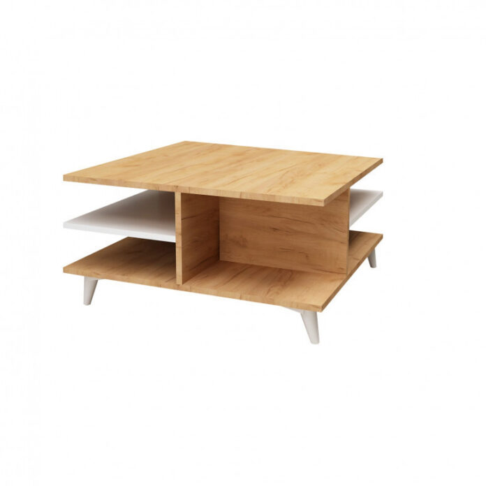 Masuta de Cafea Model Bowers, 80x80x40 cm, Stejar/Alb Masuta de Cafea Model Bowers, 80x80x40 cm, Stejar/Alb