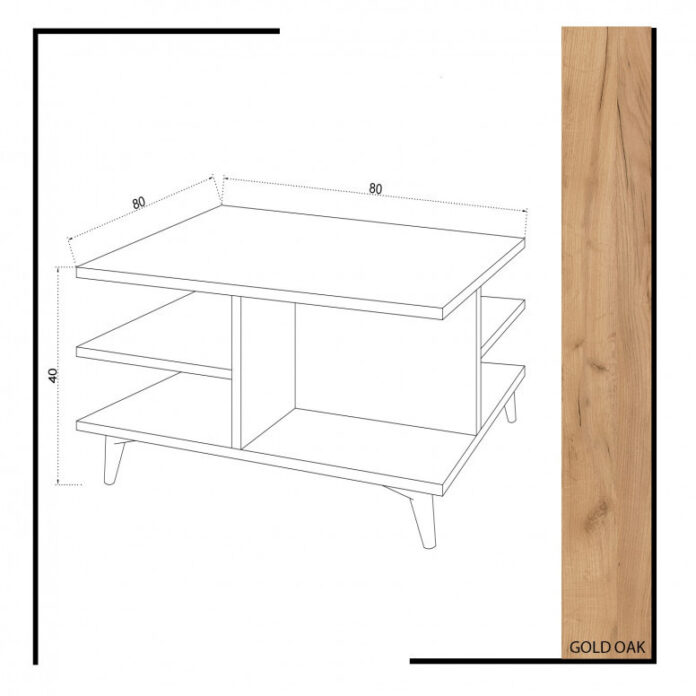Masuta de Cafea Model Bowers, 80x80x40 cm, Stejar/Alb Masuta de Cafea Model Bowers, 80x80x40 cm, Stejar/Alb