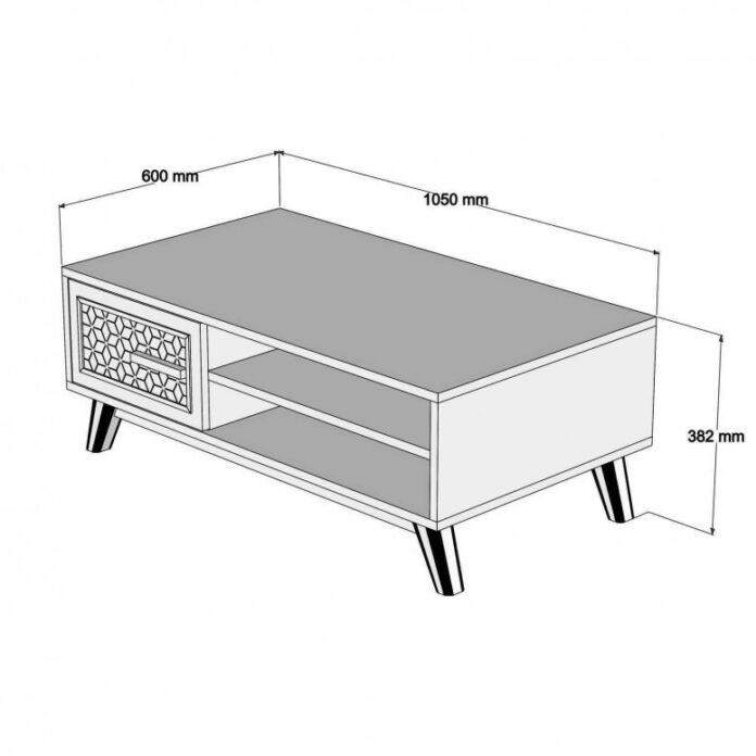 Masuta de Cafea Model Boyer, 105x60x38.2 cm, Nuc/Albastru Masuta de Cafea Model Boyer, 105x60x38.2 cm, Nuc/Albastru