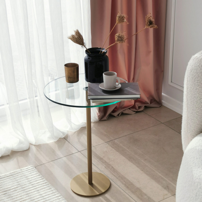 Masuta de Cafea Model Cain, 40x40x50 cm, Auriu, Blat Sticla securizata Masuta de Cafea Model Cain, 40x40x50 cm, Auriu, Blat Sticla securizata
