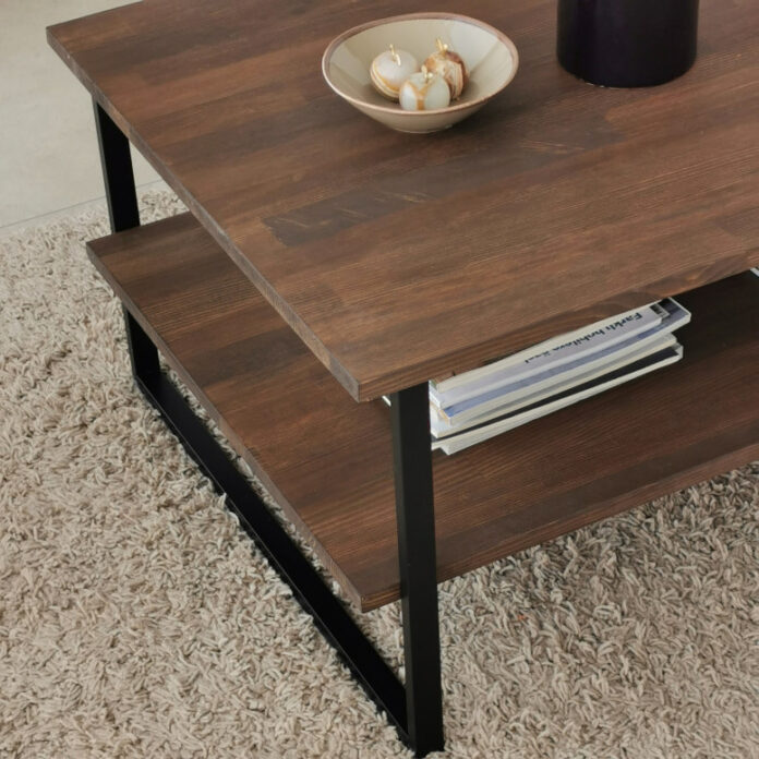 Masuta de Cafea Model Cain, 85x60x40 cm, Nuc/Negru Masuta de Cafea Model Cain, 85x60x40 cm, Nuc/Negru