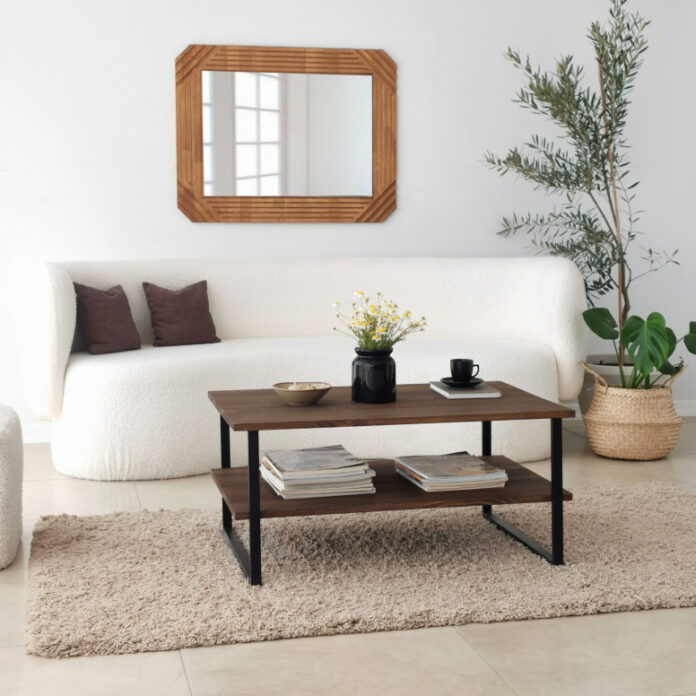 Masuta de Cafea Model Cain, 85x60x40 cm, Nuc/Negru Masuta de Cafea Model Cain, 85x60x40 cm, Nuc/Negru