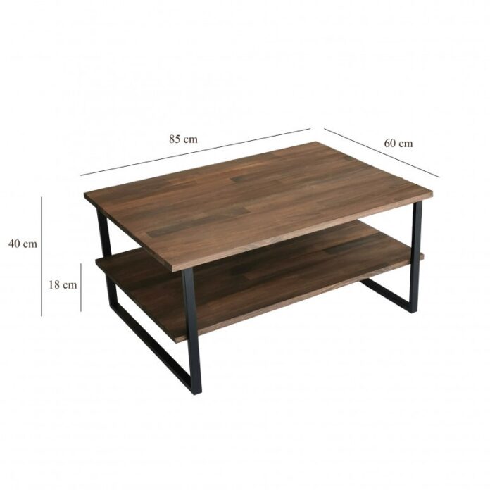 Masuta de Cafea Model Cain, 85x60x40 cm, Nuc/Negru Masuta de Cafea Model Cain, 85x60x40 cm, Nuc/Negru