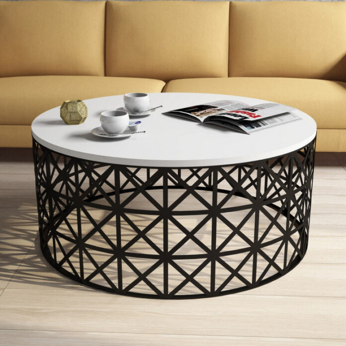 Masuta de Cafea Model Carson, 90x90x38 cm, Alb/Negru Masuta de Cafea Model Carson, 90x90x38 cm, Alb/Negru