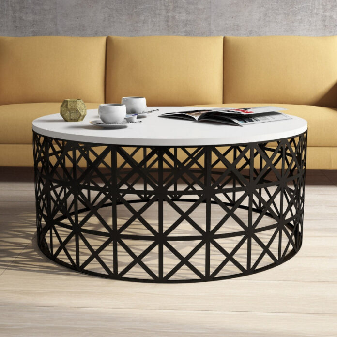 Masuta de Cafea Model Carson, 90x90x38 cm, Alb/Negru Masuta de Cafea Model Carson, 90x90x38 cm, Alb/Negru