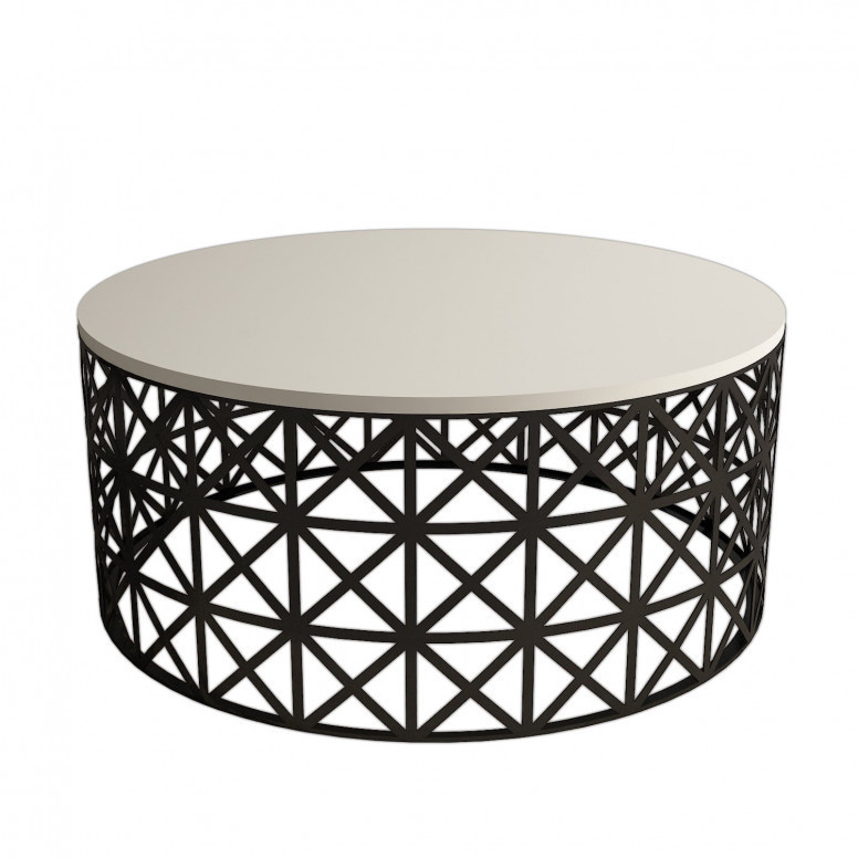 Masuta de Cafea Model Carson, 90x90x38 cm, Crem/Negru Masuta de Cafea Model Carson, 90x90x38 cm, Crem/Negru
