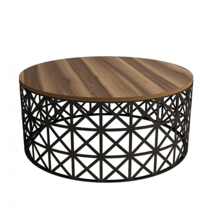 Masuta de Cafea Model Carson, 90x90x38 cm, Nuc/Negru Masuta de Cafea Model Carson, 90x90x38 cm, Nuc/Negru