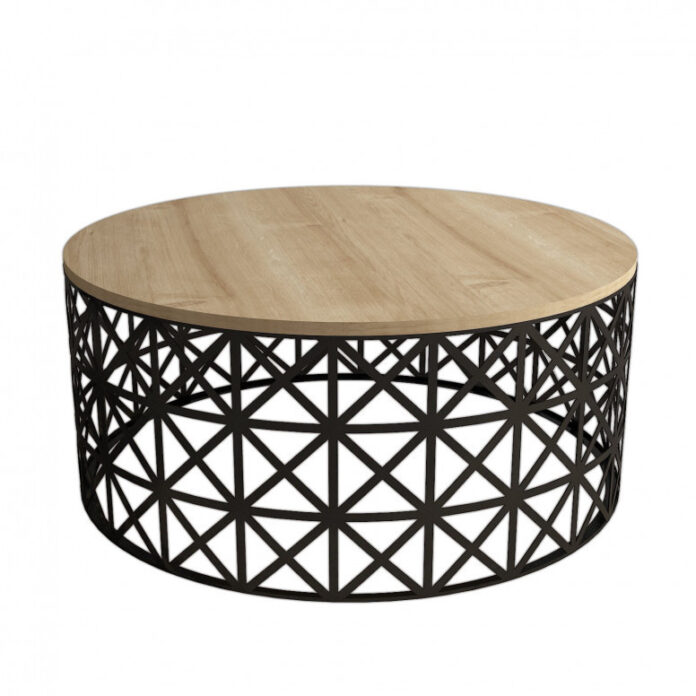 Masuta de Cafea Model Carson, 90x90x38 cm, Stejar/Negru Masuta de Cafea Model Carson, 90x90x38 cm, Stejar/Negru