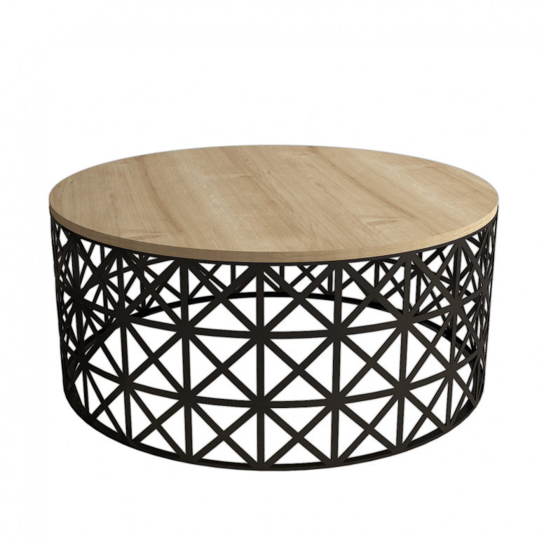 Masuta de Cafea Model Carson, 90x90x38 cm, Stejar/Negru Masuta de Cafea Model Carson, 90x90x38 cm, Stejar/Negru