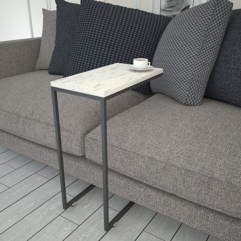 Masuta de Cafea Model Caspian, 46x26x62 cm, Alb Marmorat