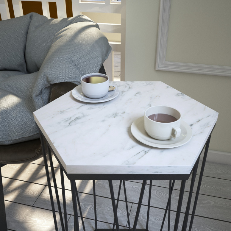 Masuta de Cafea Model Clarissa, 40x35x62 cm, Marmorat Masuta de Cafea Model Clarissa, 40x35x62 cm, Marmorat