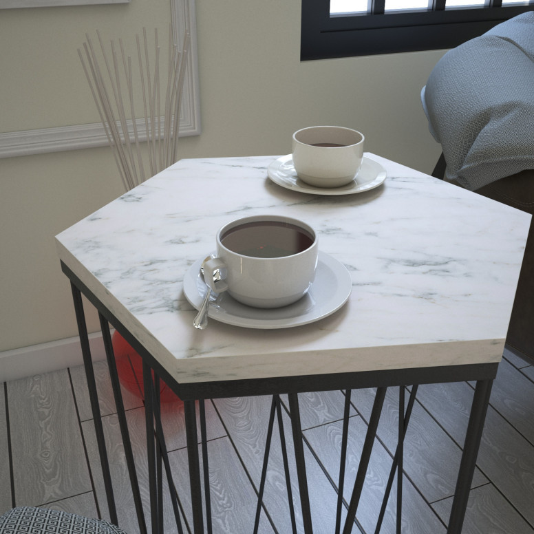 Masuta de Cafea Model Clarissa, 40x35x62 cm, Marmorat Masuta de Cafea Model Clarissa, 40x35x62 cm, Marmorat
