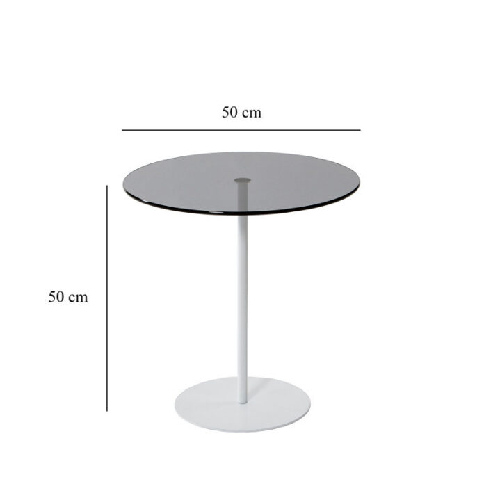 Masuta de Cafea Model Cleo, 50X50X50 cm, Alb/Gri inchis, Blat Sticla securizata Masuta de Cafea Model Cleo, 50X50X50 cm, Alb/Gri inchis, Blat Sticla securizata