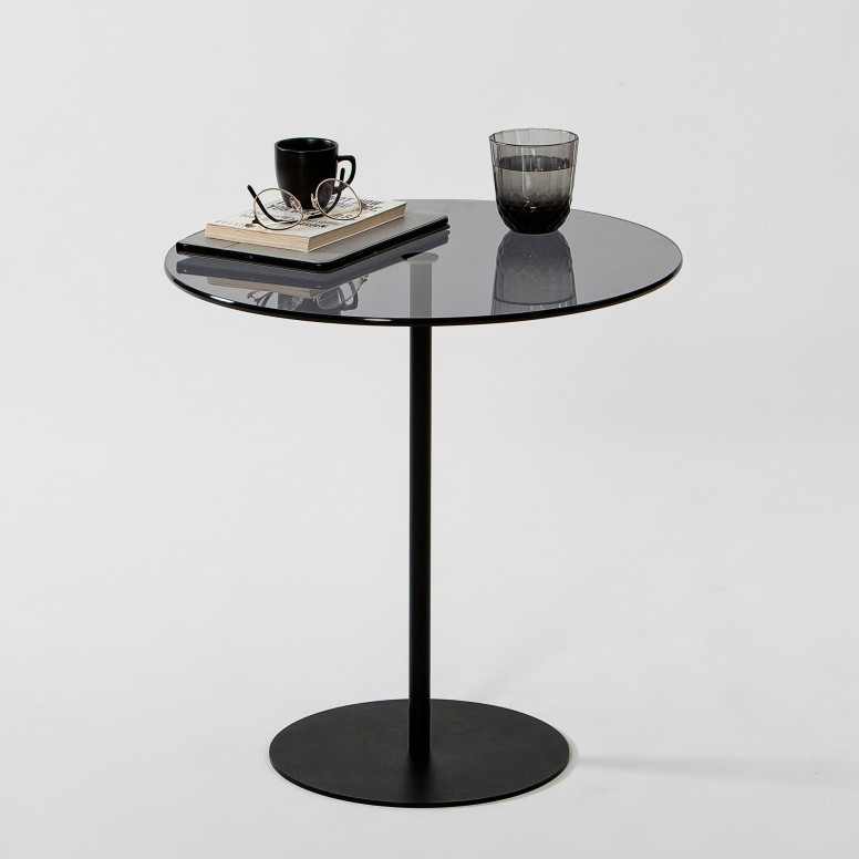 Masuta de Cafea Model Cleo, 50X50X50 cm, Negru/Gri inchis, Blat Sticla securizata Masuta de Cafea Model Cleo, 50X50X50 cm, Negru/Gri inchis, Blat Sticla securizata