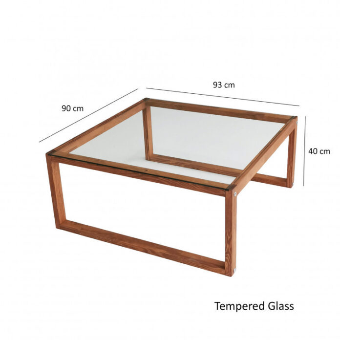 Masuta de Cafea Model Conor, 90x90x40 cm, Cires, Lemn masiv, Blat Sticla securizata Masuta de Cafea Model Conor, 90x90x40 cm, Cires, Lemn masiv, Blat Sticla securizata