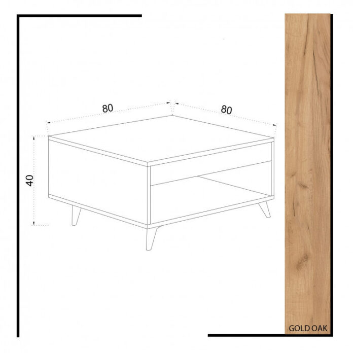 Masuta de Cafea Model Delacruz, 80x80x40 cm, Alb/Natural Masuta de Cafea Model Delacruz, 80x80x40 cm, Alb/Natural