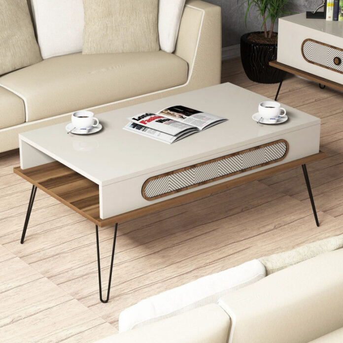 Masuta de Cafea Model Donovan, 105x56x45.8 cm, Crem Masuta de Cafea Model Donovan, 105x56x45.8 cm, Crem