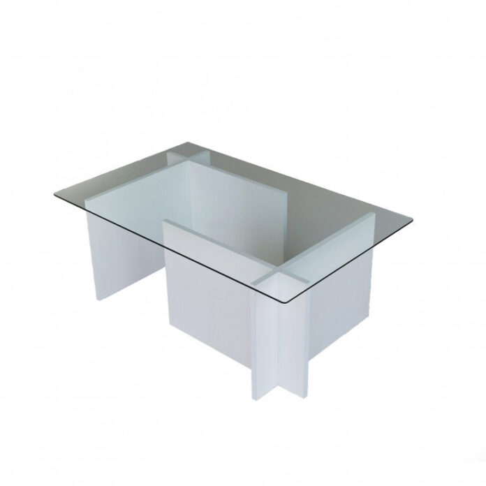 Masuta de Cafea Model Dougherty, 105x65x40 cm, Alb, Blat Sticla securizata Masuta de Cafea Model Dougherty, 105x65x40 cm, Alb, Blat Sticla securizata
