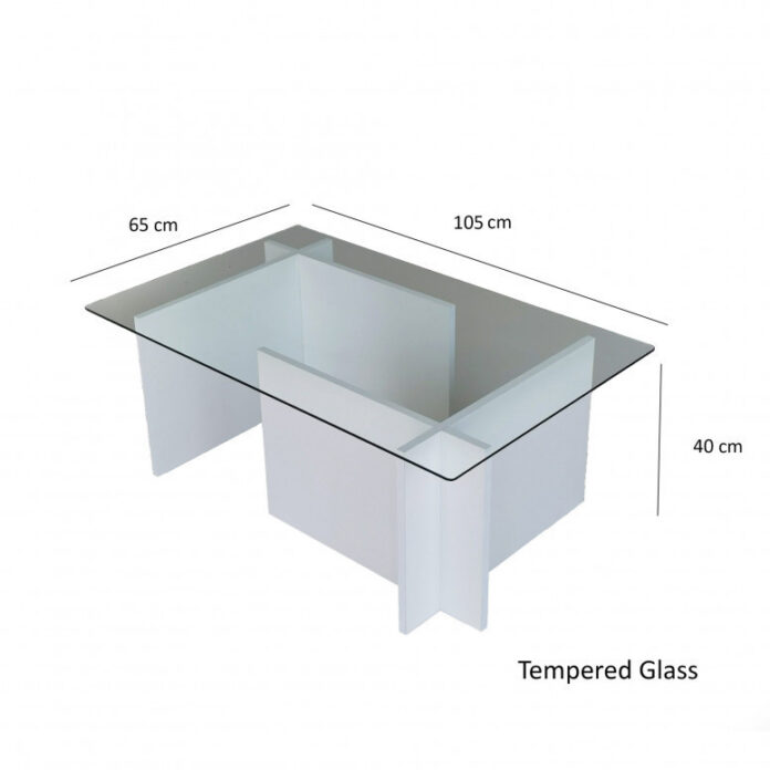 Masuta de Cafea Model Dougherty, 105x65x40 cm, Alb, Blat Sticla securizata Masuta de Cafea Model Dougherty, 105x65x40 cm, Alb, Blat Sticla securizata