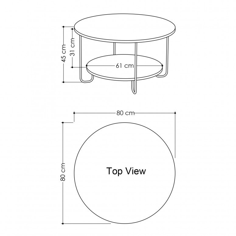 Masuta de Cafea Model Fox, 80x80x45 cm, Alb/Negru Masuta de Cafea Model Fox, 80x80x45 cm, Alb/Negru