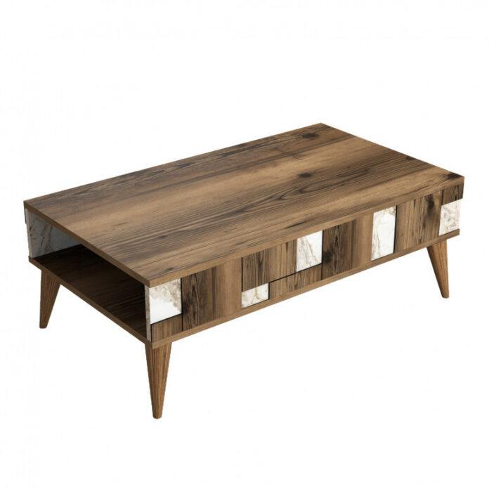 Masuta de Cafea Model Gill, 105x60x37.6 cm, Nuc/Alb Masuta de Cafea Model Gill, 105x60x37.6 cm, Nuc/Alb