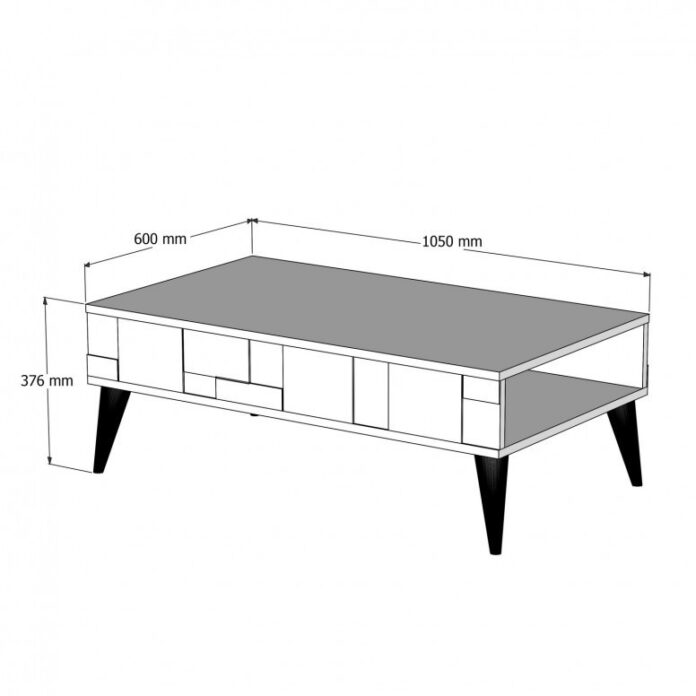 Masuta de Cafea Model Gill, 105x60x37.6 cm, Nuc/Alb Masuta de Cafea Model Gill, 105x60x37.6 cm, Nuc/Alb