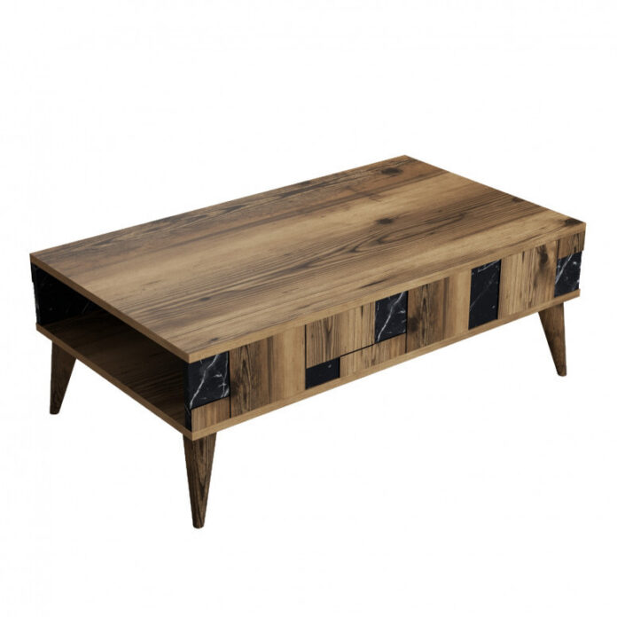 Masuta de Cafea Model Gill, 105x60x37.6 cm, Nuc/Negru Masuta de Cafea Model Gill, 105x60x37.6 cm, Nuc/Negru