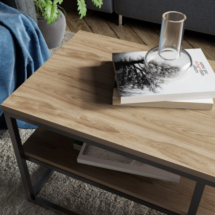 Masuta de Cafea Model Glover, 110.4x52x47 cm, Nuc/Negru Masuta de Cafea Model Glover, 110.4x52x47 cm, Nuc/Negru