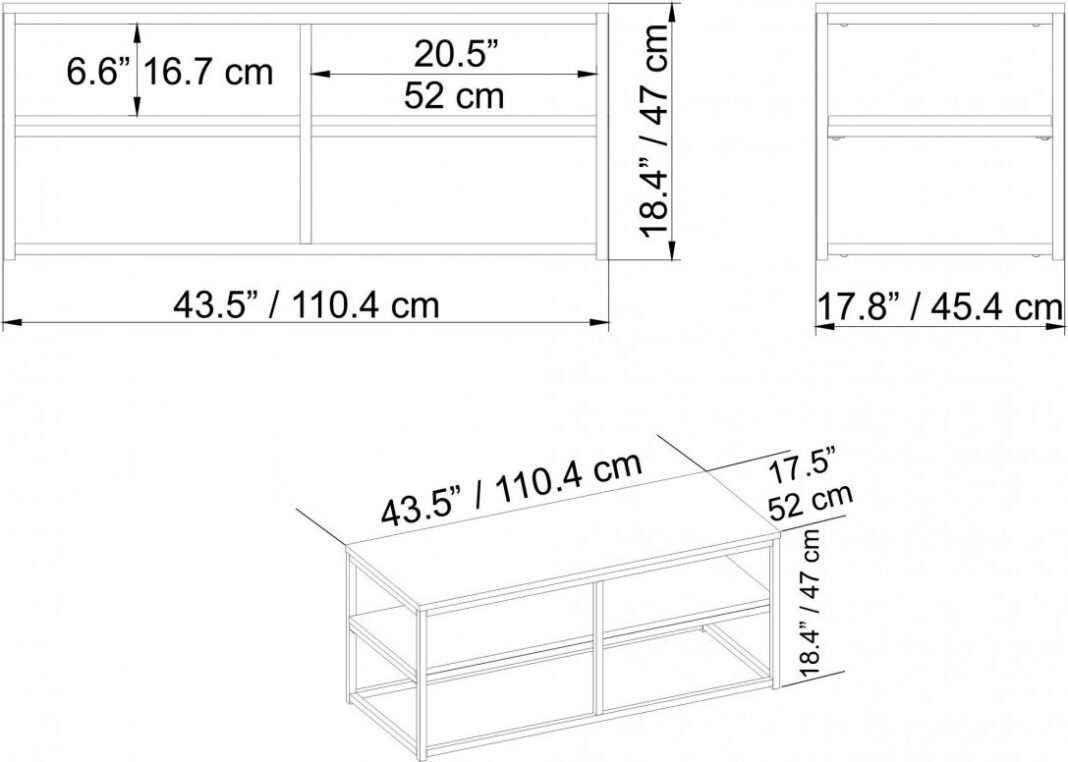 Masuta de Cafea Model Glover, 110.4x52x47 cm, Nuc/Negru Masuta de Cafea Model Glover, 110.4x52x47 cm, Nuc/Negru