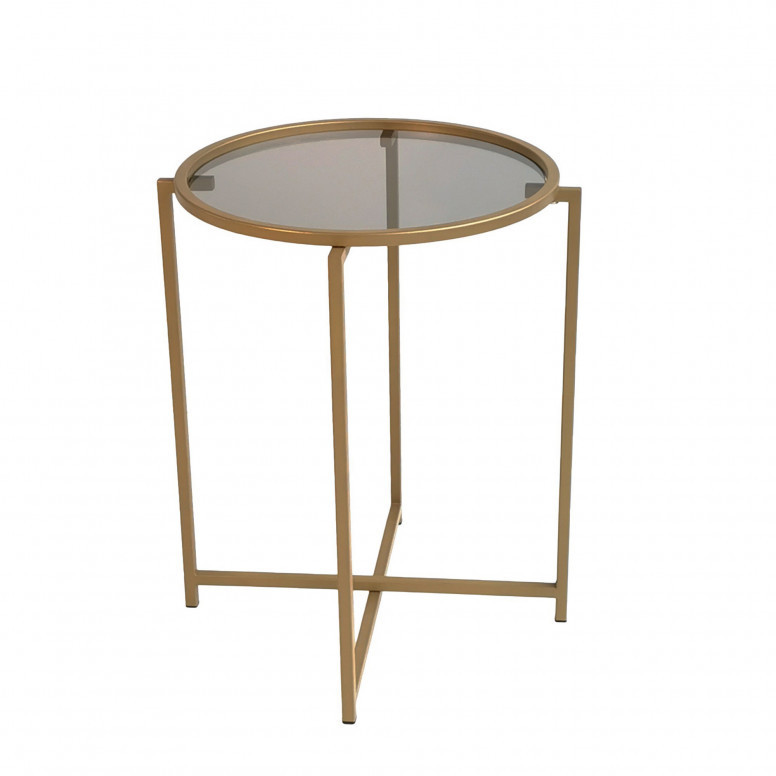 Masuta de Cafea Model Glover, 50x50x60 cm, Auriu, Blat Sticla securizata Masuta de Cafea Model Glover, 50x50x60 cm, Auriu, Blat Sticla securizata