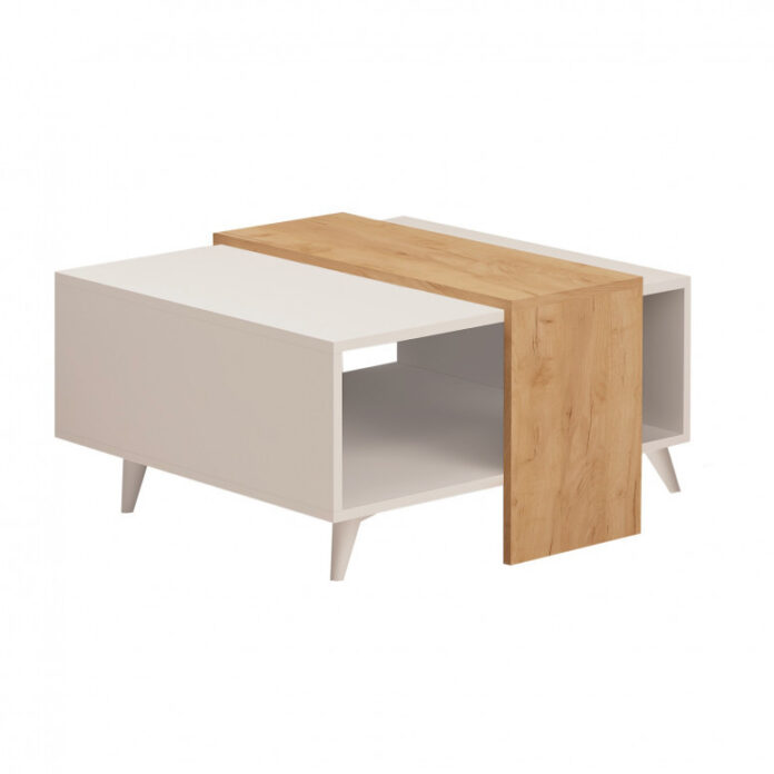 Masuta de Cafea Model Golden, 80x80x40 cm, Alb/Stejar Masuta de Cafea Model Golden, 80x80x40 cm, Alb/Stejar