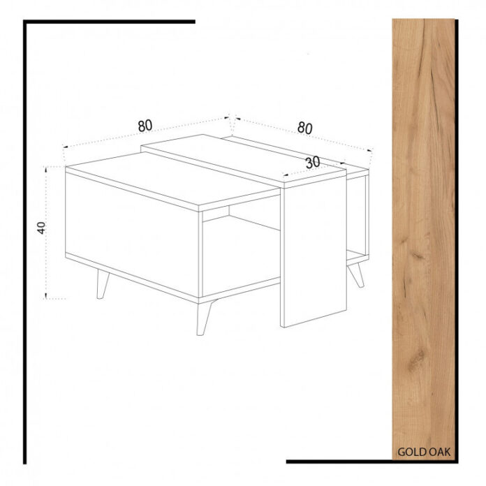 Masuta de Cafea Model Golden, 80x80x40 cm, Alb/Stejar Masuta de Cafea Model Golden, 80x80x40 cm, Alb/Stejar