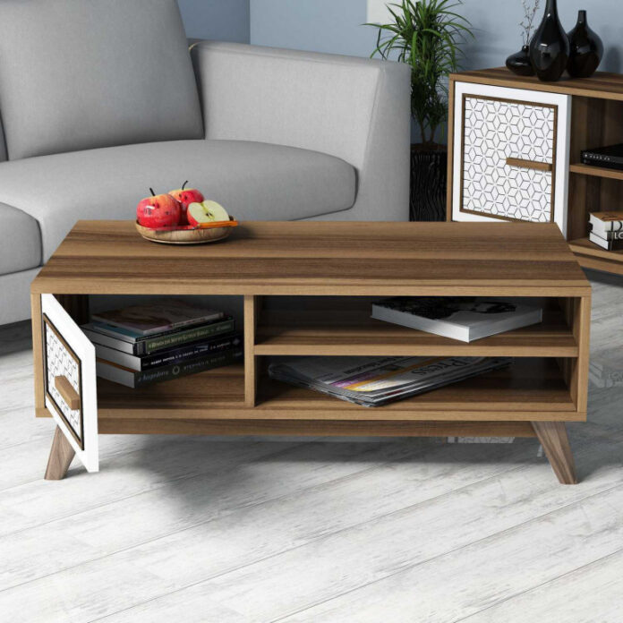 Masuta de Cafea Model Hart, 105x60x38.2 cm, Nuc/Alb Masuta de Cafea Model Hart, 105x60x38.2 cm, Nuc/Alb