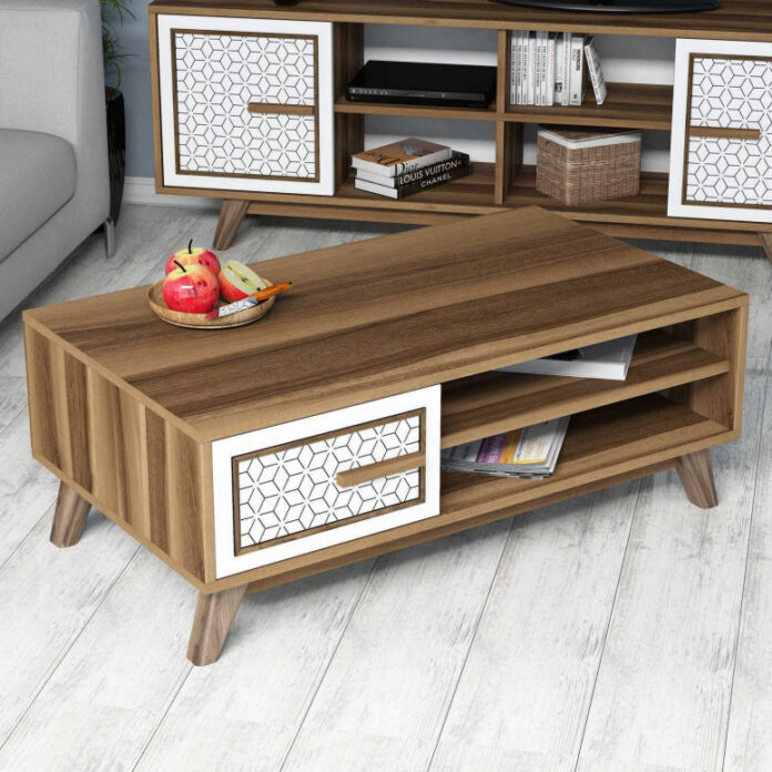 Masuta de Cafea Model Hart, 105x60x38.2 cm, Nuc/Alb Masuta de Cafea Model Hart, 105x60x38.2 cm, Nuc/Alb