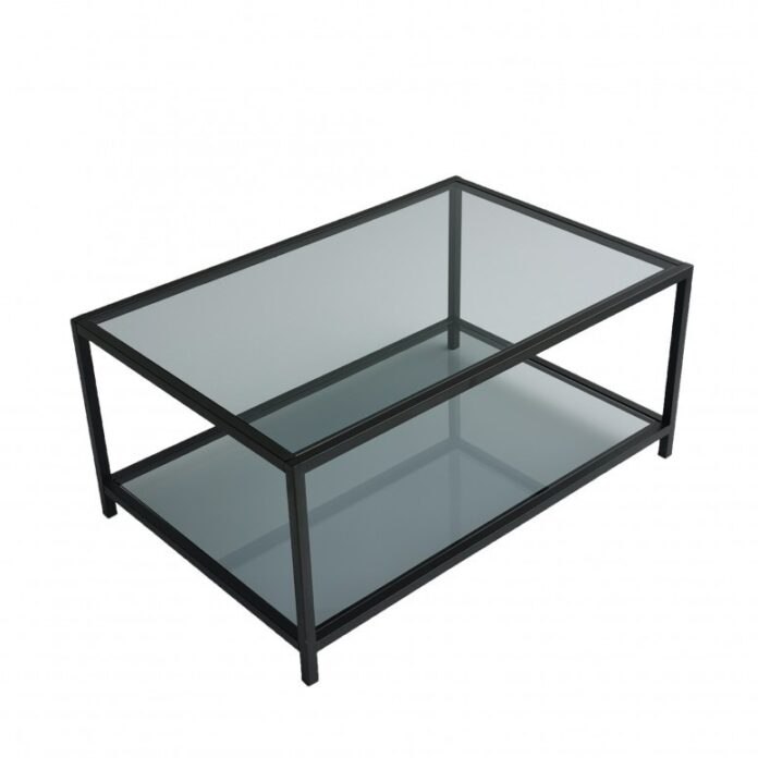 Masuta de Cafea Model Huynh, 90x60x40 cm, Negru, Blat Sticla securizata Masuta de Cafea Model Huynh, 90x60x40 cm, Negru, Blat Sticla securizata