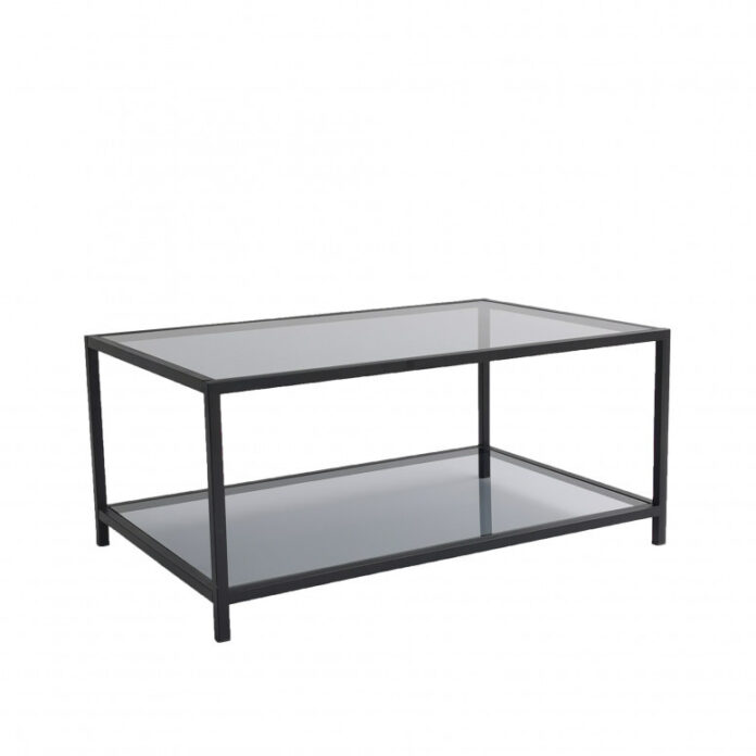 Masuta de Cafea Model Huynh, 90x60x40 cm, Negru, Blat Sticla securizata Masuta de Cafea Model Huynh, 90x60x40 cm, Negru, Blat Sticla securizata