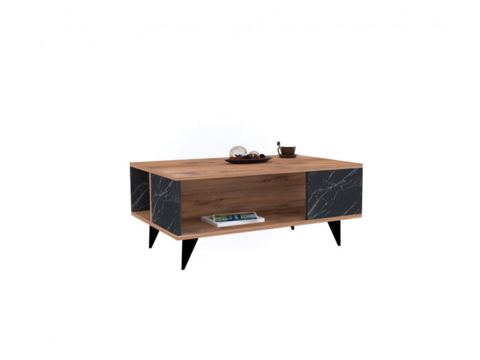 Masuta de Cafea Model Imani, 90x60x39.5 cm, Stejar/Negru marmorat