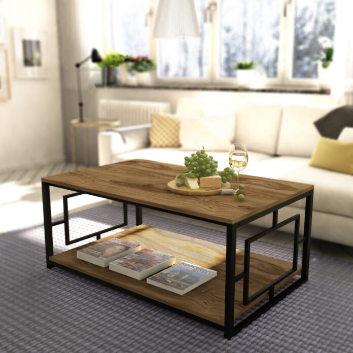 Masuta de Cafea Model Jemma, 120X60X50 cm, Nuc/Negru Masuta de Cafea Model Jemma, 120X60X50 cm, Nuc/Negru