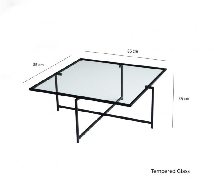Masuta de Cafea Model Jenesis, 85x85x35 cm, Negru, Blat Sticla securizata Masuta de Cafea Model Jenesis, 85x85x35 cm, Negru, Blat Sticla securizata