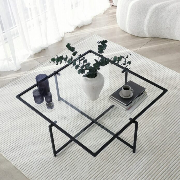 Masuta de Cafea Model Jenesis, 85x85x35 cm, Negru, Blat Sticla securizata Masuta de Cafea Model Jenesis, 85x85x35 cm, Negru, Blat Sticla securizata