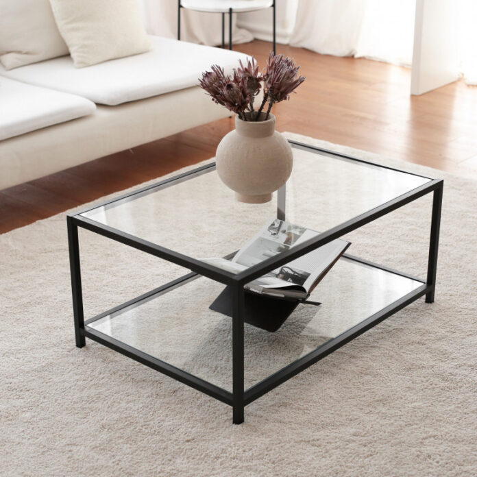 Masuta de Cafea Model Juelz, 90x60x40 cm, Negru, Blat Sticla securizata Masuta de Cafea Model Juelz, 90x60x40 cm, Negru, Blat Sticla securizata