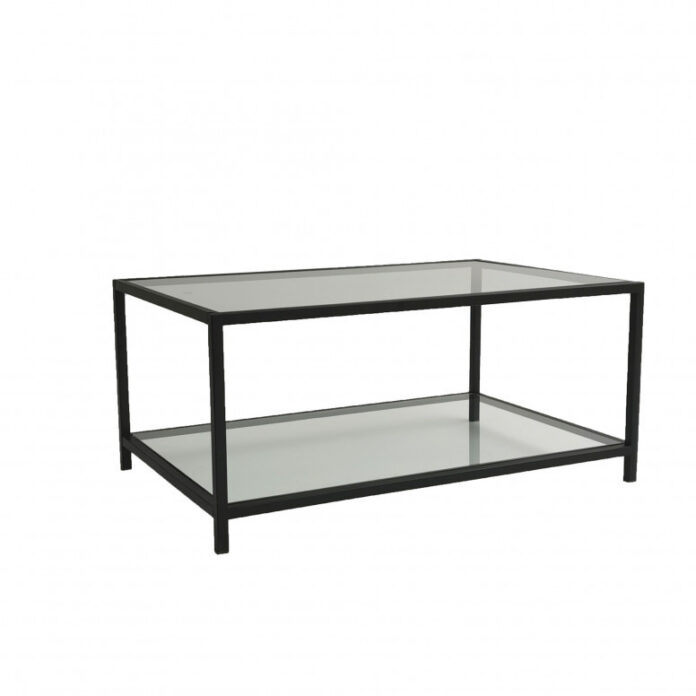 Masuta de Cafea Model Juelz, 90x60x40 cm, Negru, Blat Sticla securizata Masuta de Cafea Model Juelz, 90x60x40 cm, Negru, Blat Sticla securizata