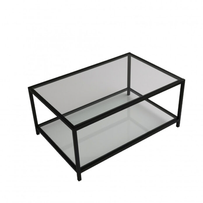 Masuta de Cafea Model Juelz, 90x60x40 cm, Negru, Blat Sticla securizata Masuta de Cafea Model Juelz, 90x60x40 cm, Negru, Blat Sticla securizata