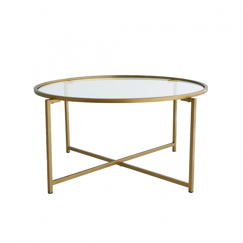 Masuta de Cafea Model Julieta, 83x83x40 cm, Auriu, Blat Sticla securizata Masuta de Cafea Model Julieta, 83x83x40 cm, Auriu, Blat Sticla securizata