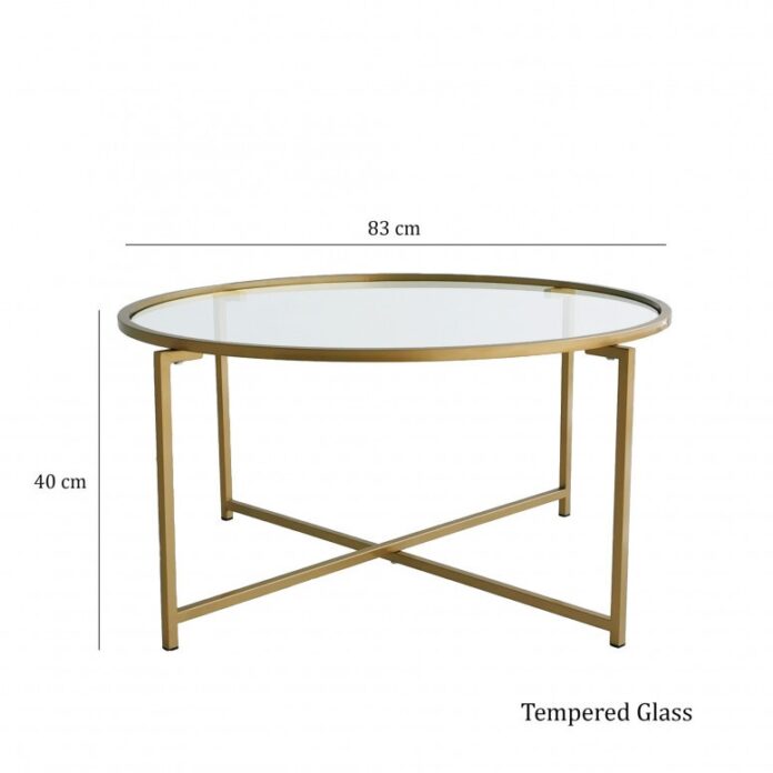 Masuta de Cafea Model Julieta, 83x83x40 cm, Auriu, Blat Sticla securizata Masuta de Cafea Model Julieta, 83x83x40 cm, Auriu, Blat Sticla securizata