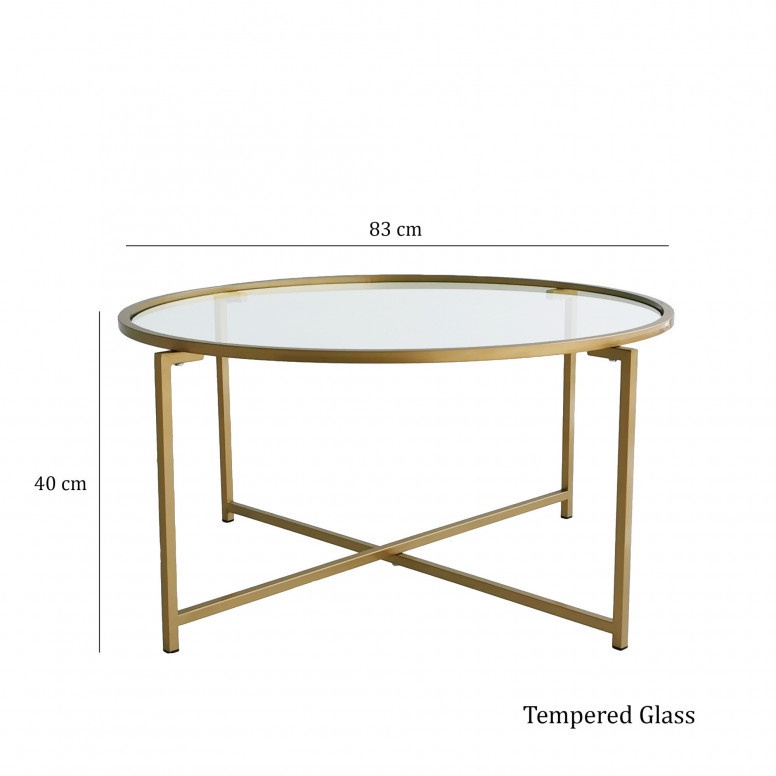 Masuta de Cafea Model Julieta, 83x83x40 cm, Auriu, Blat Sticla securizata Masuta de Cafea Model Julieta, 83x83x40 cm, Auriu, Blat Sticla securizata