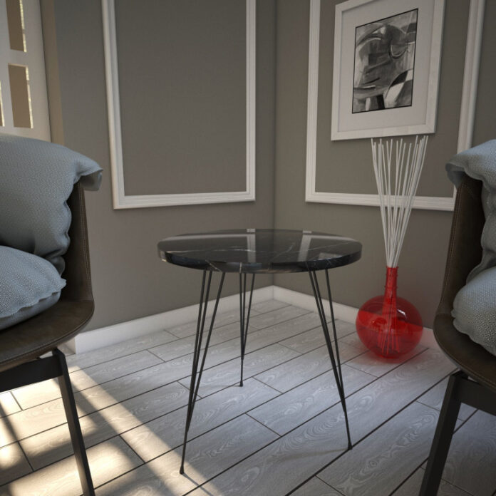 Masuta de Cafea Model Kellen, 40x40x44 cm, Negru marmorat Masuta de Cafea Model Kellen, 40x40x44 cm, Negru marmorat