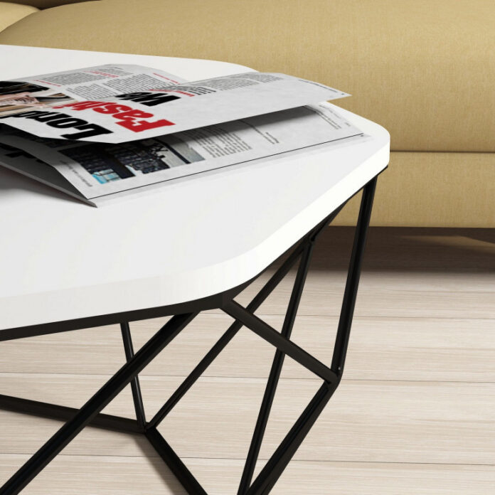 Masuta de Cafea Model Kent, 90x90x38 cm, Alb/Negru Masuta de Cafea Model Kent, 90x90x38 cm, Alb/Negru