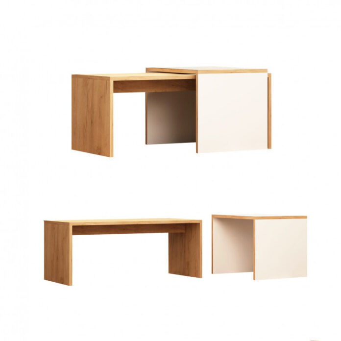 Masuta de Cafea Model Kirk, 90x40x42 cm, Alb/Stejar Masuta de Cafea Model Kirk, 90x40x42 cm, Alb/Stejar